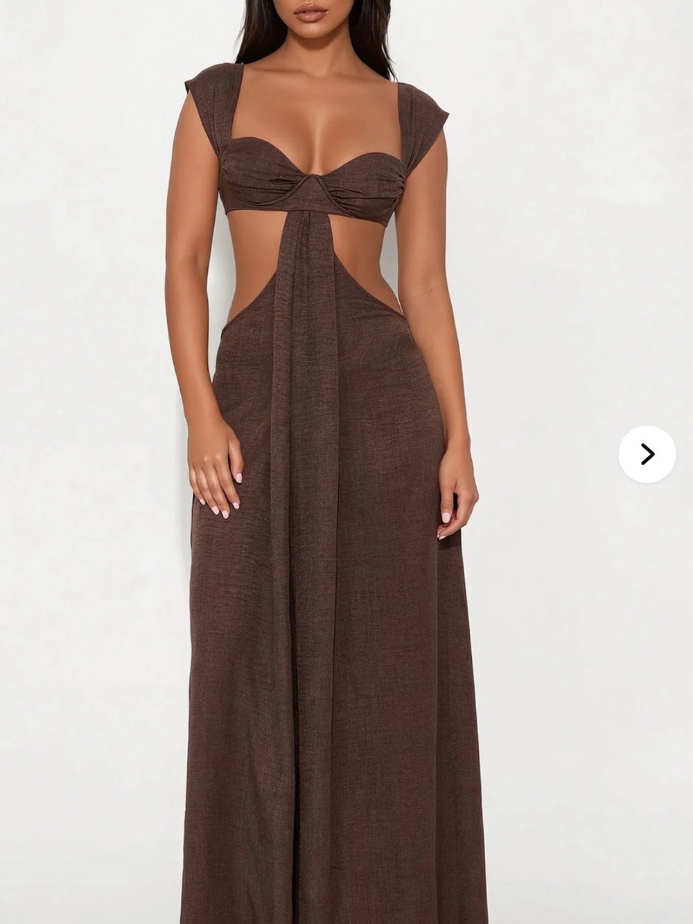 Fashion Nova Brown Cutout Maxi Jumpsuit